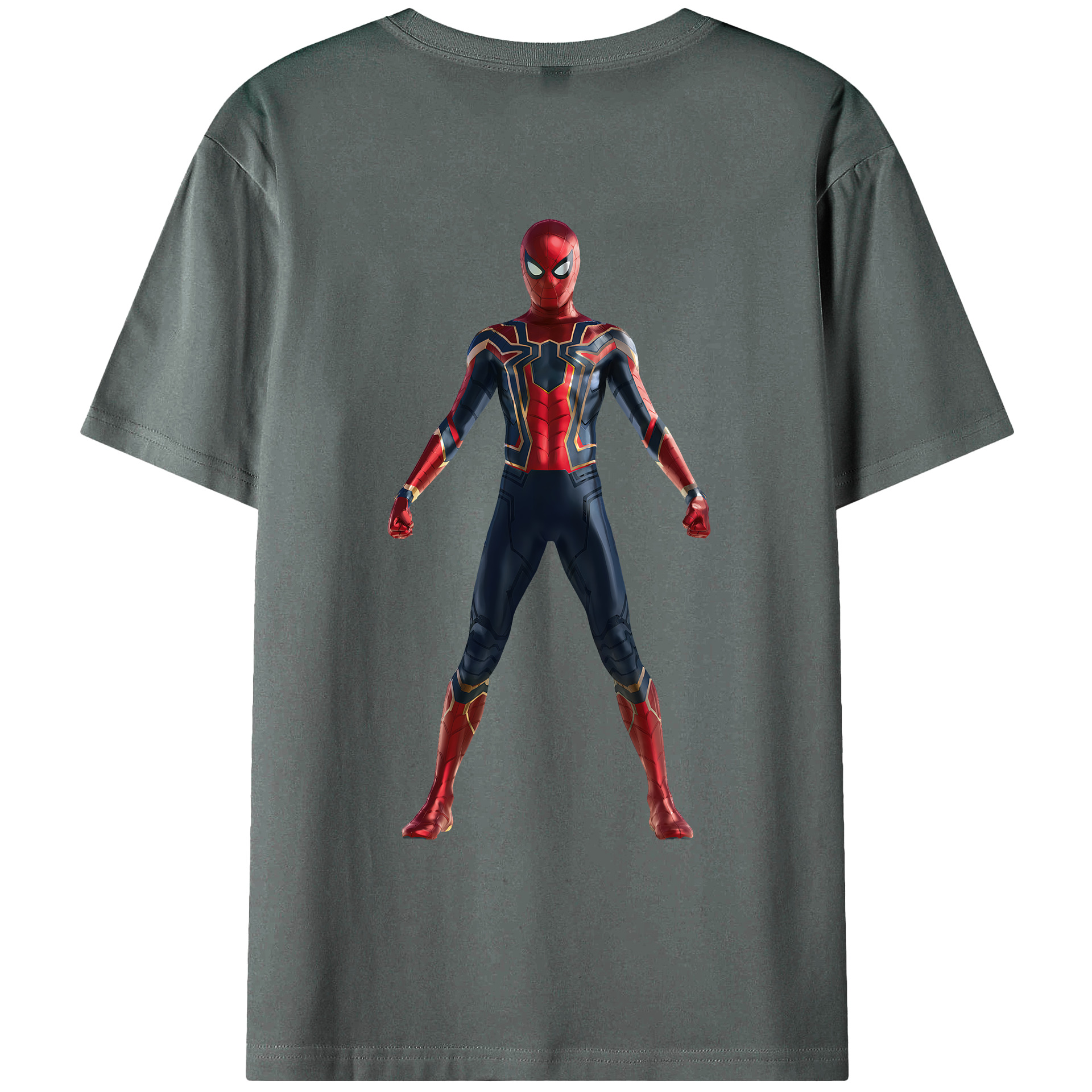 （画像用） Spider Man スパイダーマン 綿100％ メンズ半袖Tシャツ（バックプリント） 通気性